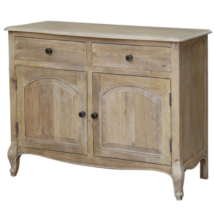 Solid Wood Washed Small Sideboard with 2 Drawers and 2 Doors