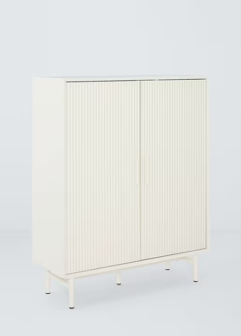 Large and HIgh Cabinet with 2 Ridge Doors / Greige