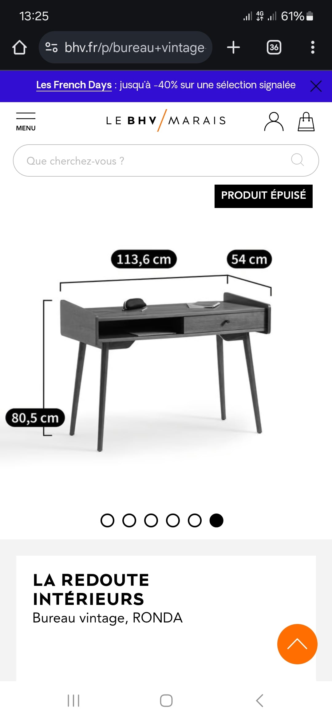 Vintage style walnut desk / La Redoute Ronda