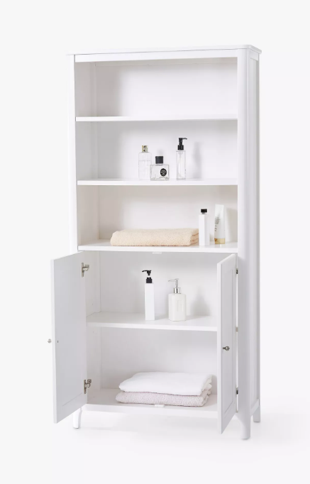 White Tall Bookcase / Bathroom Tallboy Cabinet