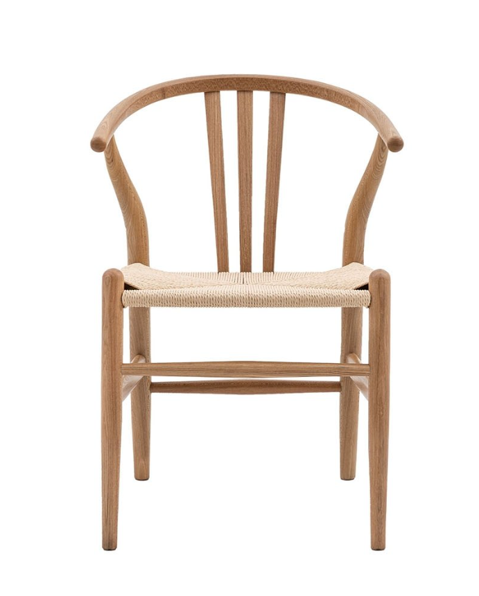 Set of 2 Whitney Natural Elm Wishbone Back Dining Chairs with Woven Seat