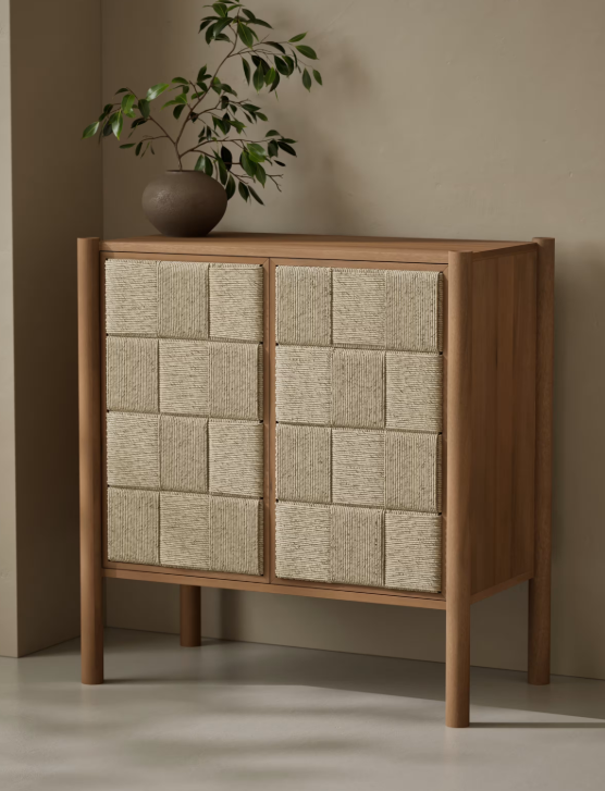 Solid Acacia Wood and Rope Small Cabinet / Sideboard
