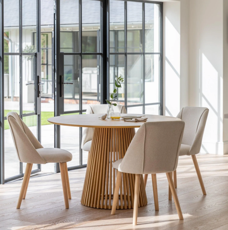 Oak 120cm Slatted Base Round Dining Table