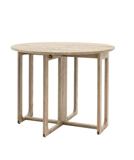 Drop Leaf Console Table - Folding Round Dining Table / Smoked Grey Oak