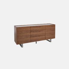 Dark Wood and Marble Large Sideboard with 2 doors and 3 drawers