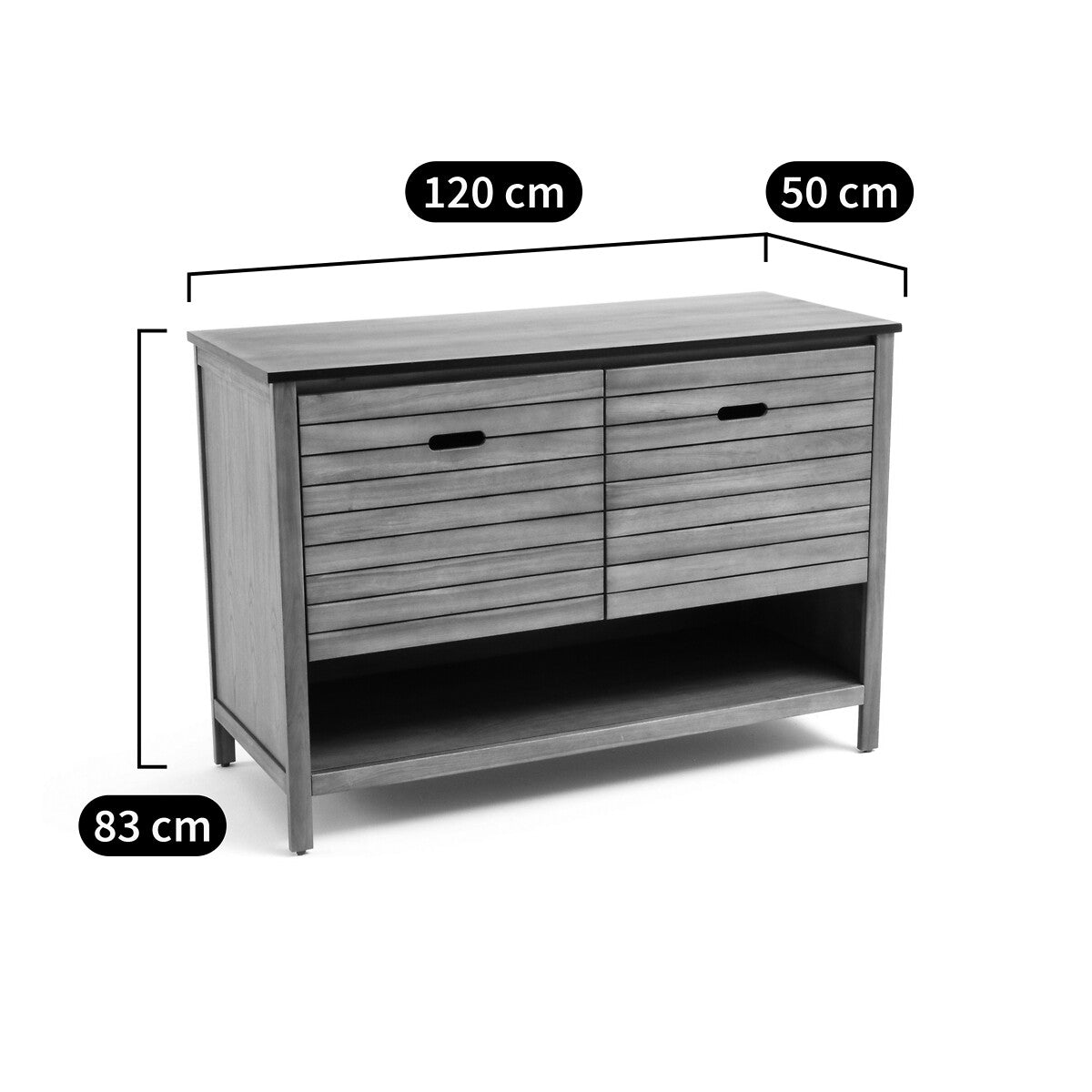 Acacia and Black Wood Bathroom Vanity Unit / La Redoute Saturne RRP £450