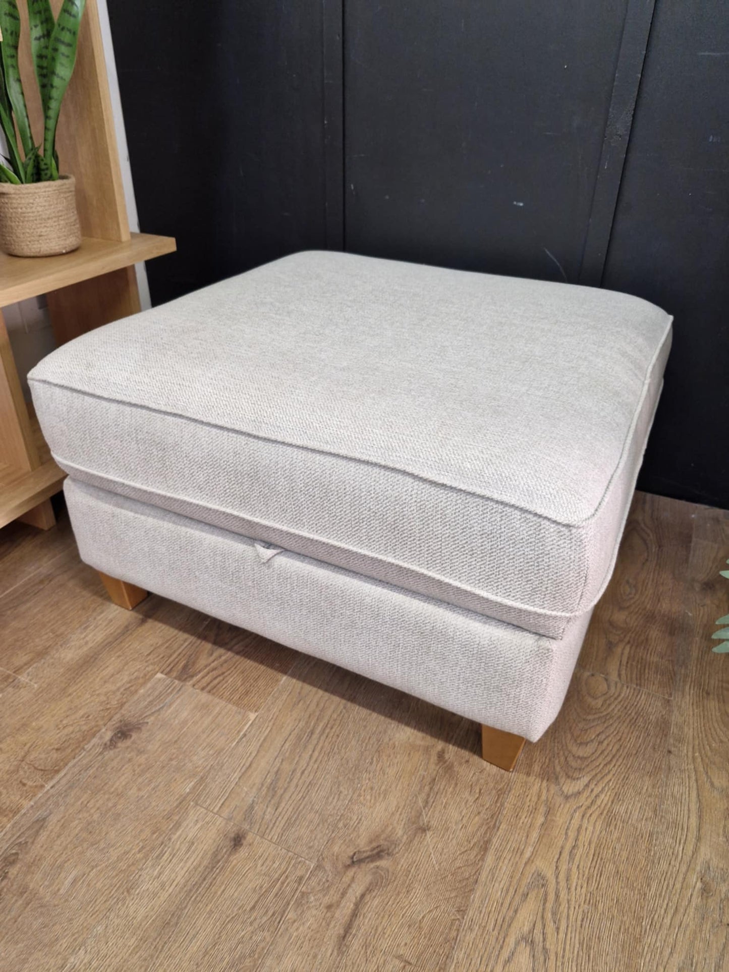 Large Storage Footstool | Light Grey / Silver Fabric / Inca
