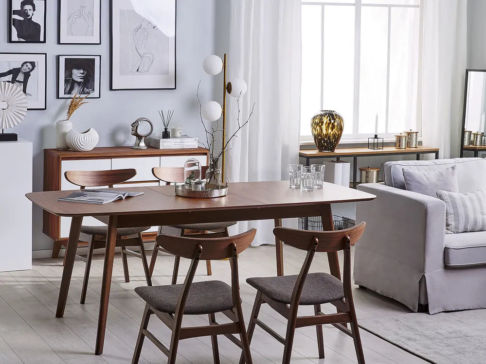 Dark wood extending dining table 4-6 seater