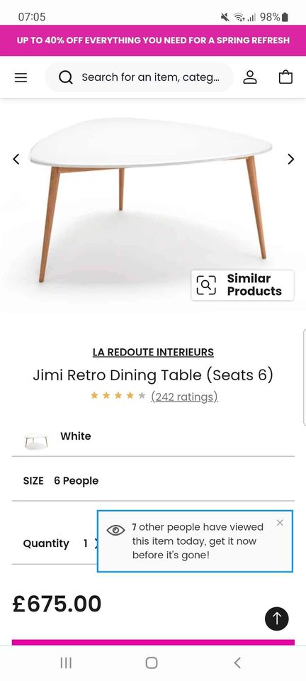 Dining table white and oak retro ¦ La Redoute Jimi