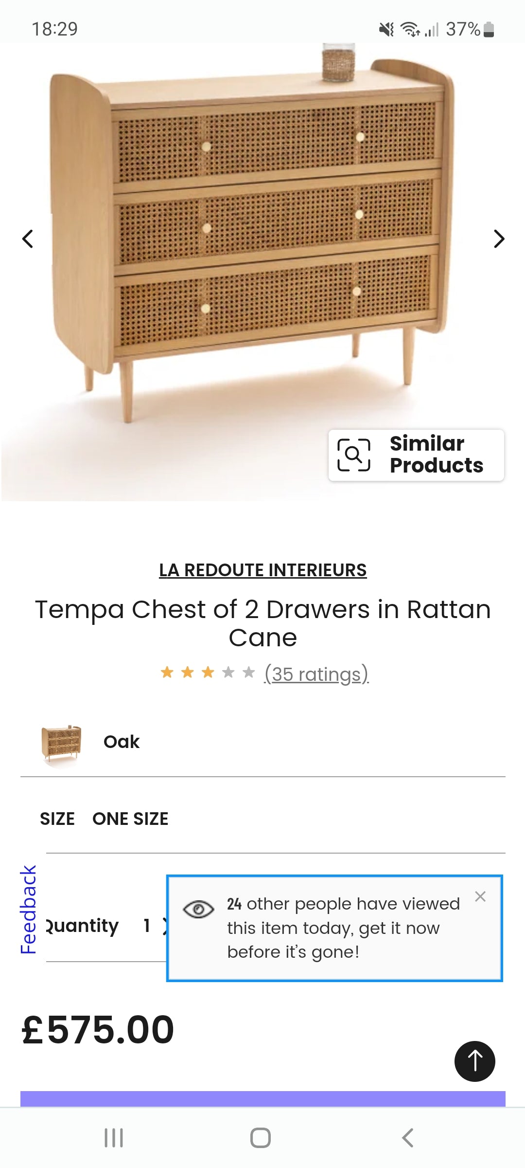 Oak and Rattan Chest of Drawers  |  Dresser  |  La Redoute Tempa