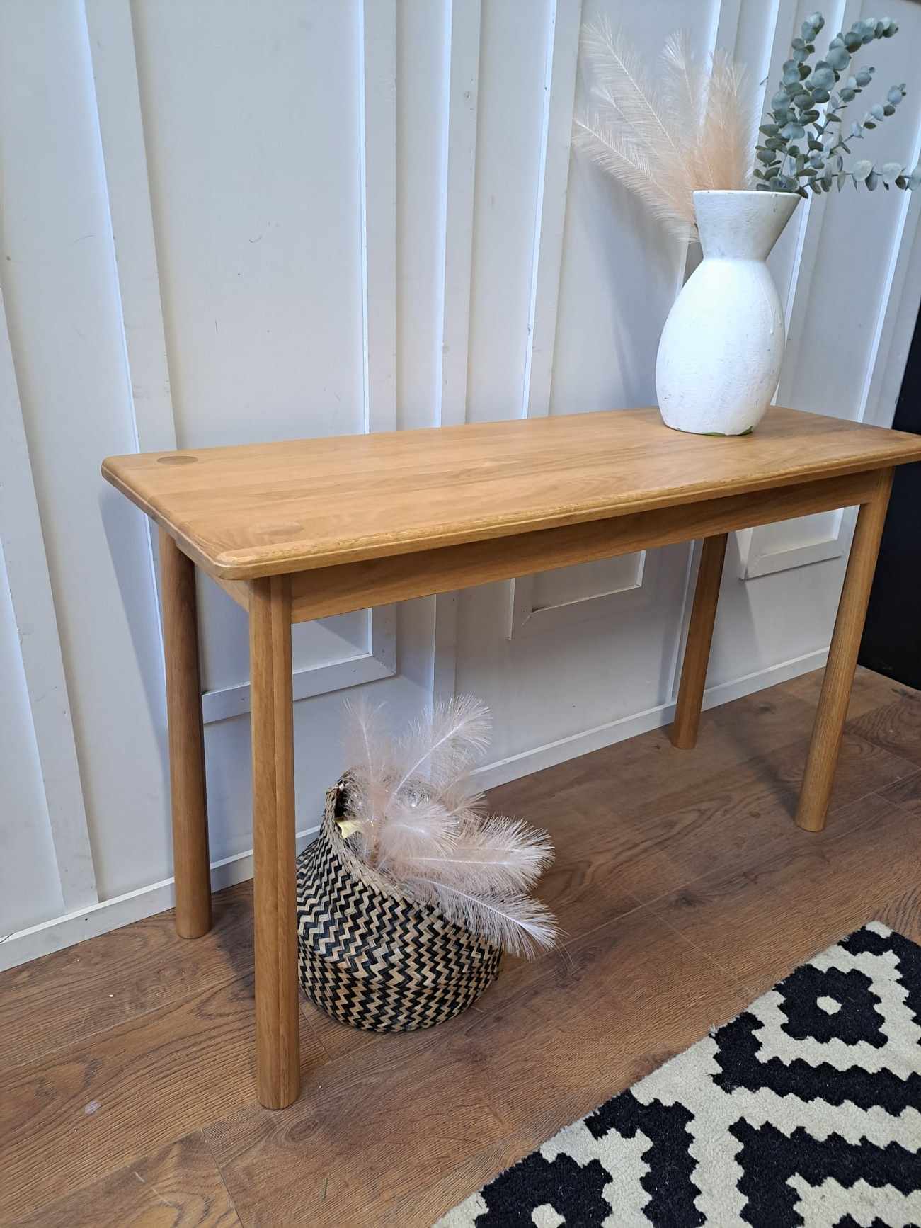 Solid Oak Low Console Table EX DISPLAY