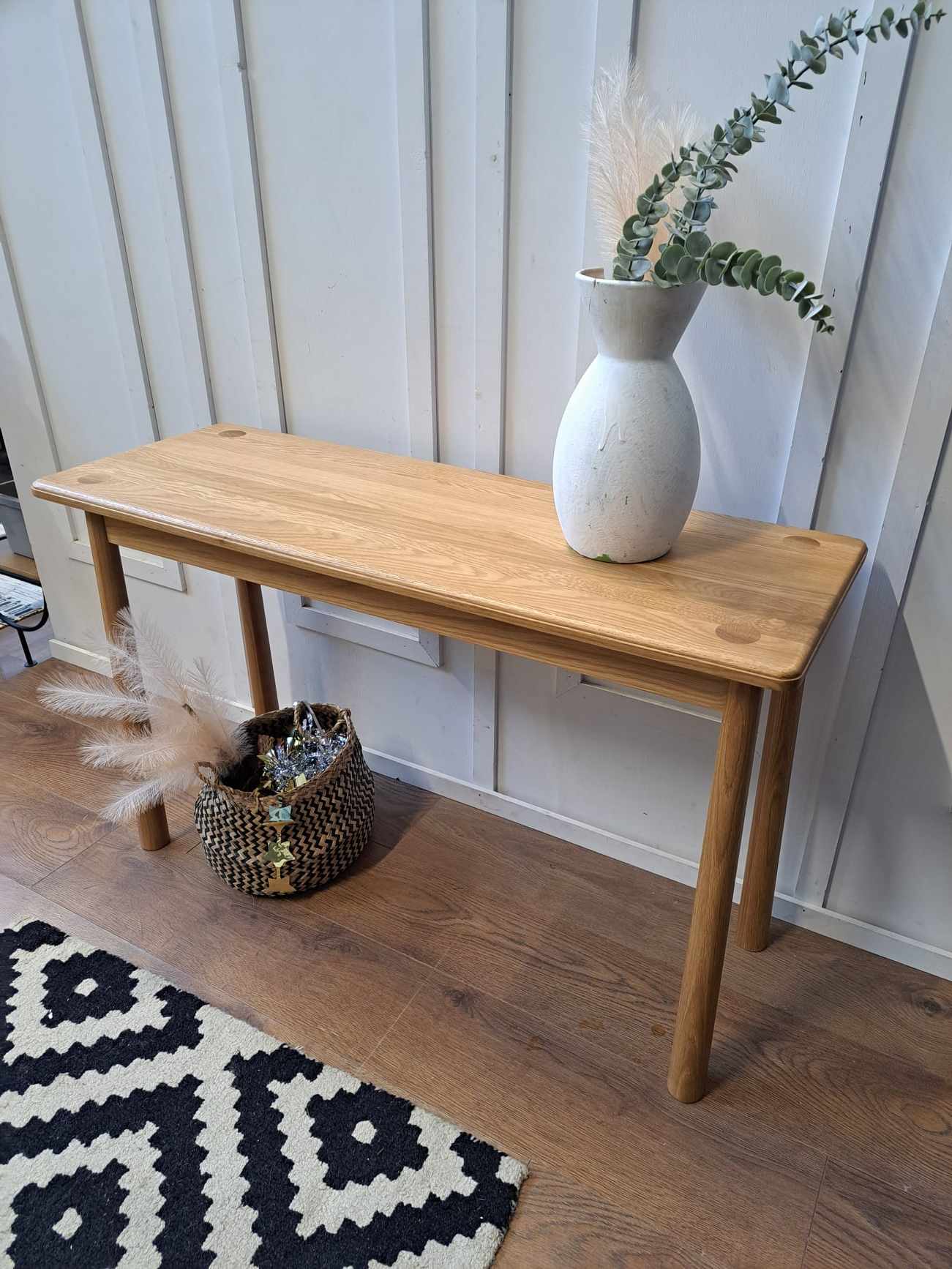 Solid Oak Low Console Table EX DISPLAY