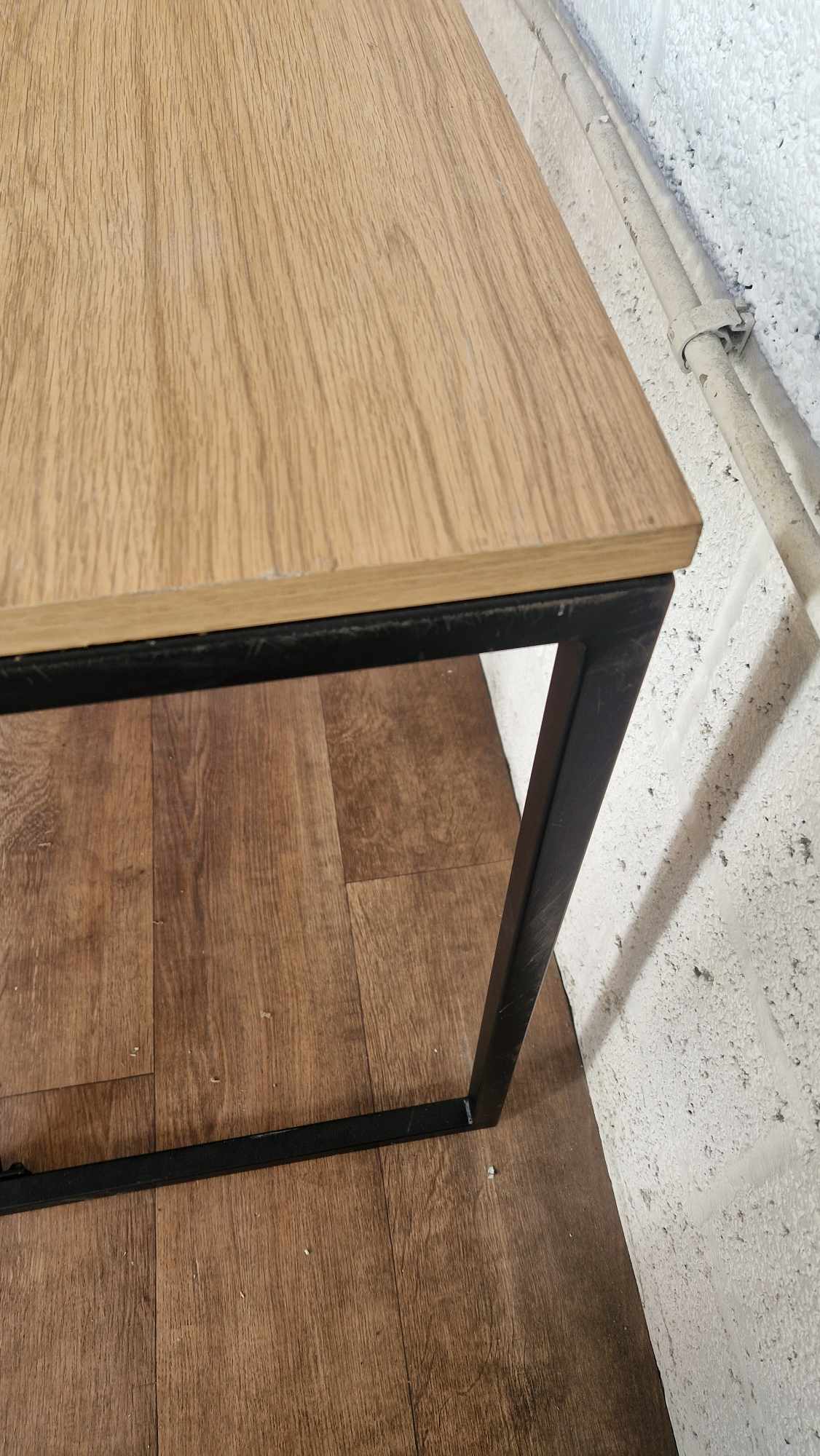 Large Dining Table Oak Effect and Black Metal Industrial Style