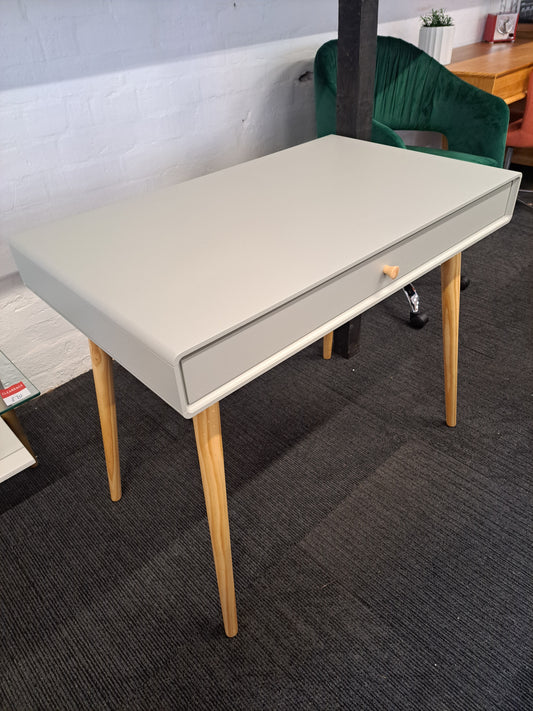 Grey and wood desk