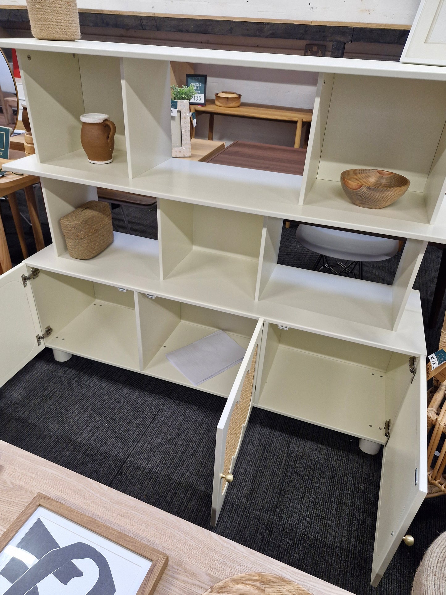 Wood and Rattan Bookcase