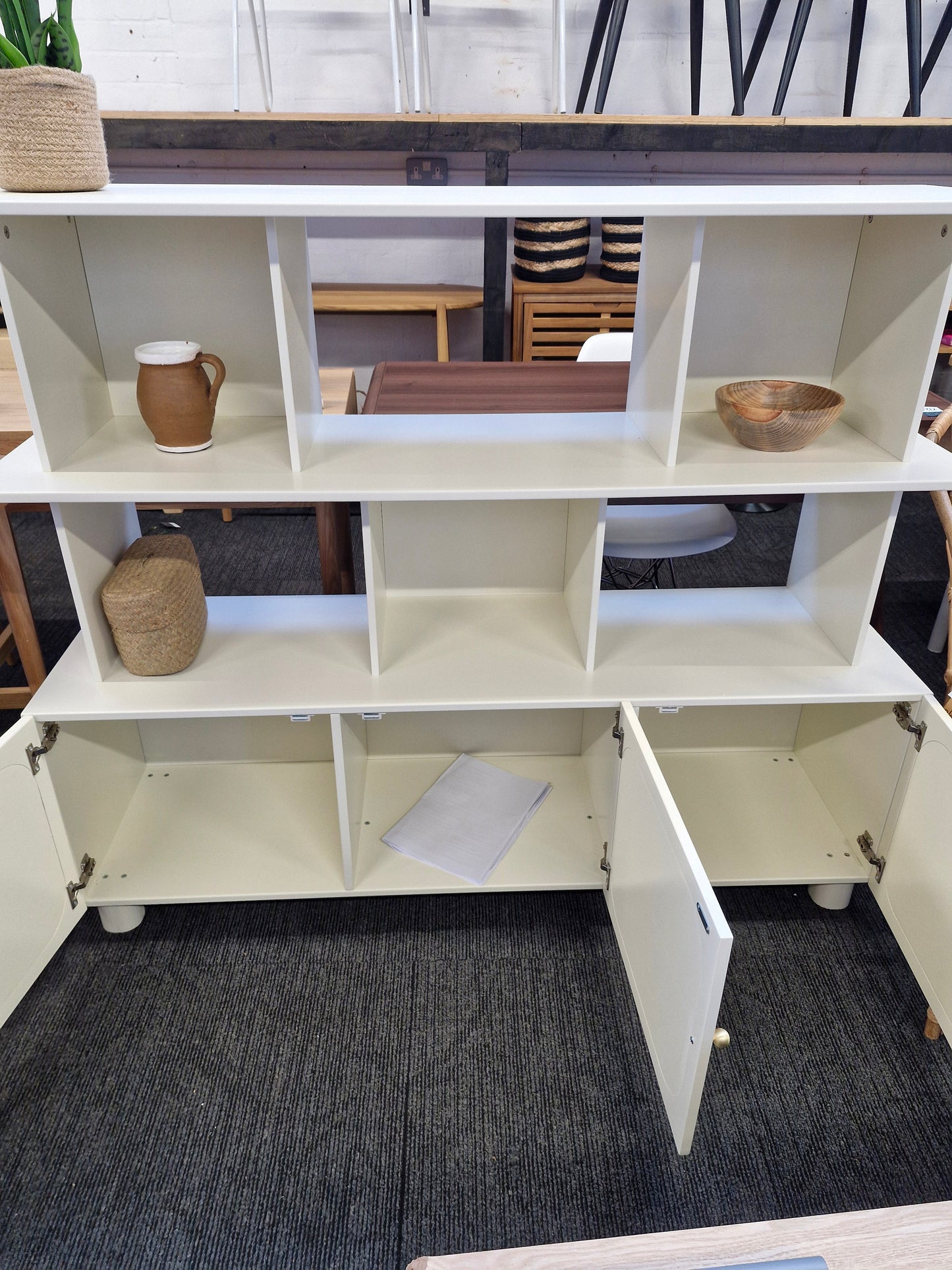 Wood and Rattan Bookcase