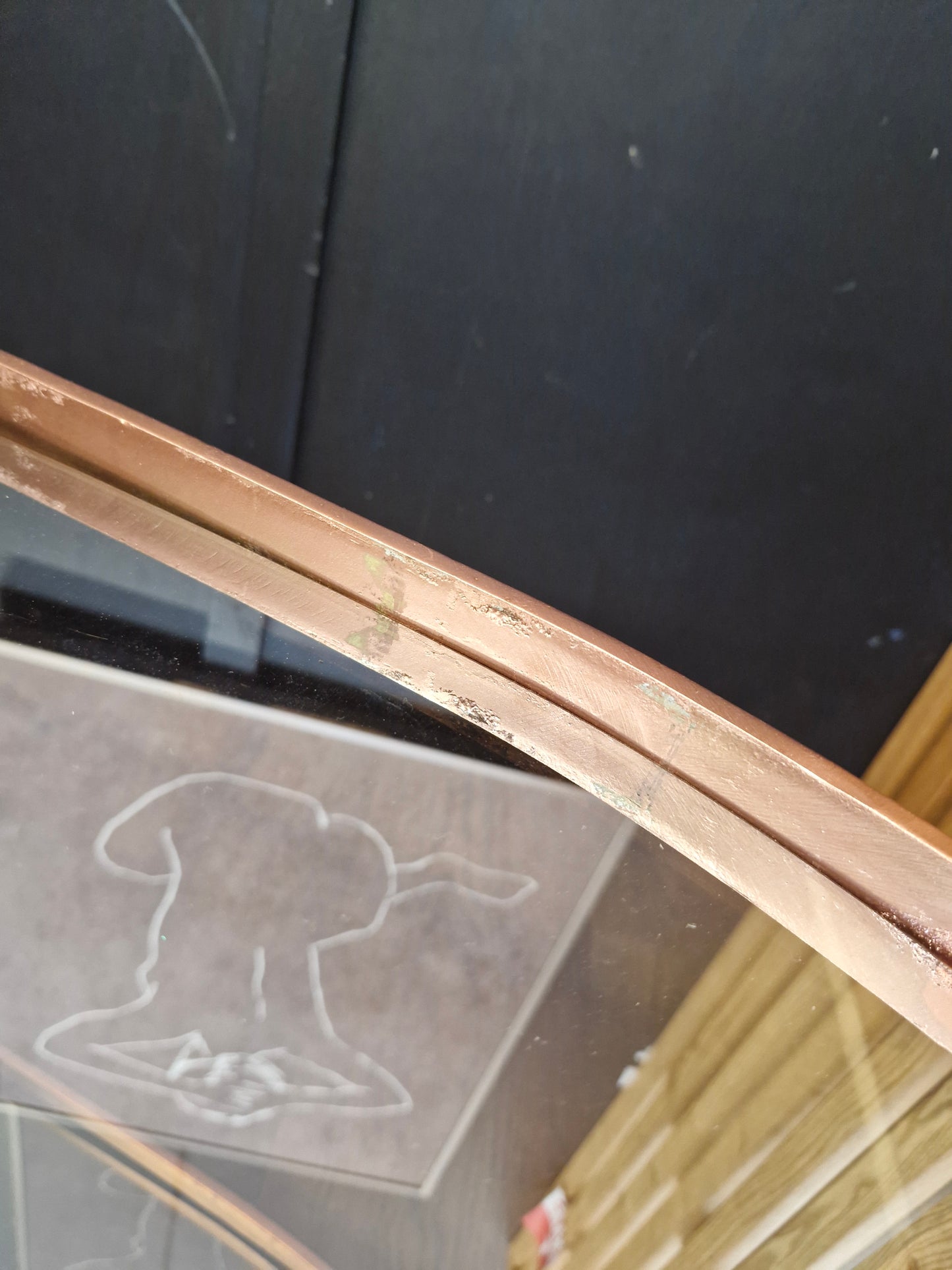 Oval Coffee Table / Rose Gold Coffee table metal frane and smoked glass top with shelf