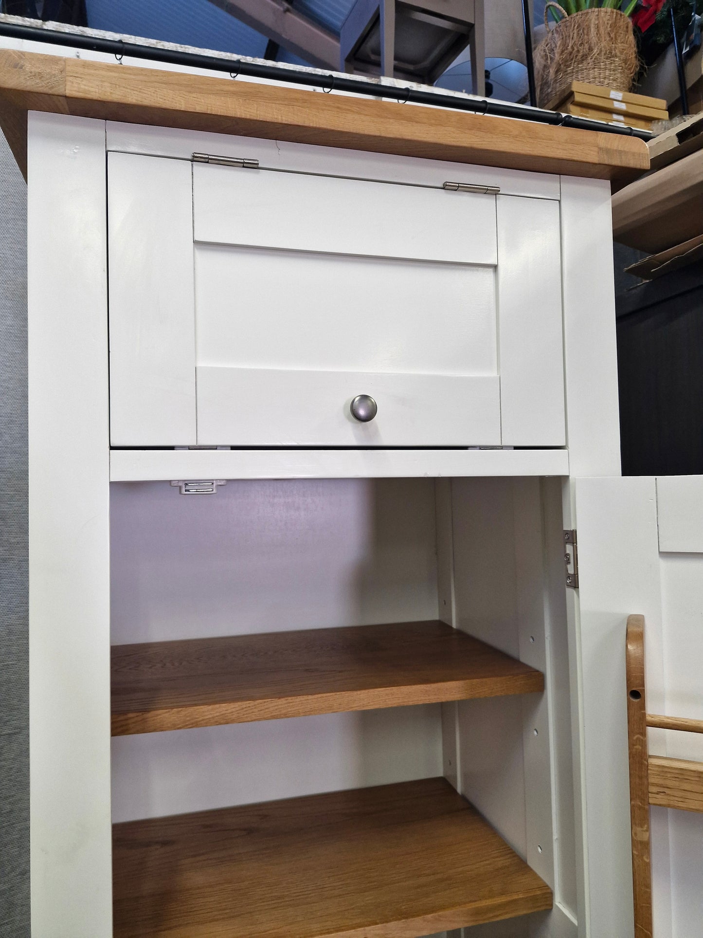Off-white and Oak Slim Single Kitchen Larder