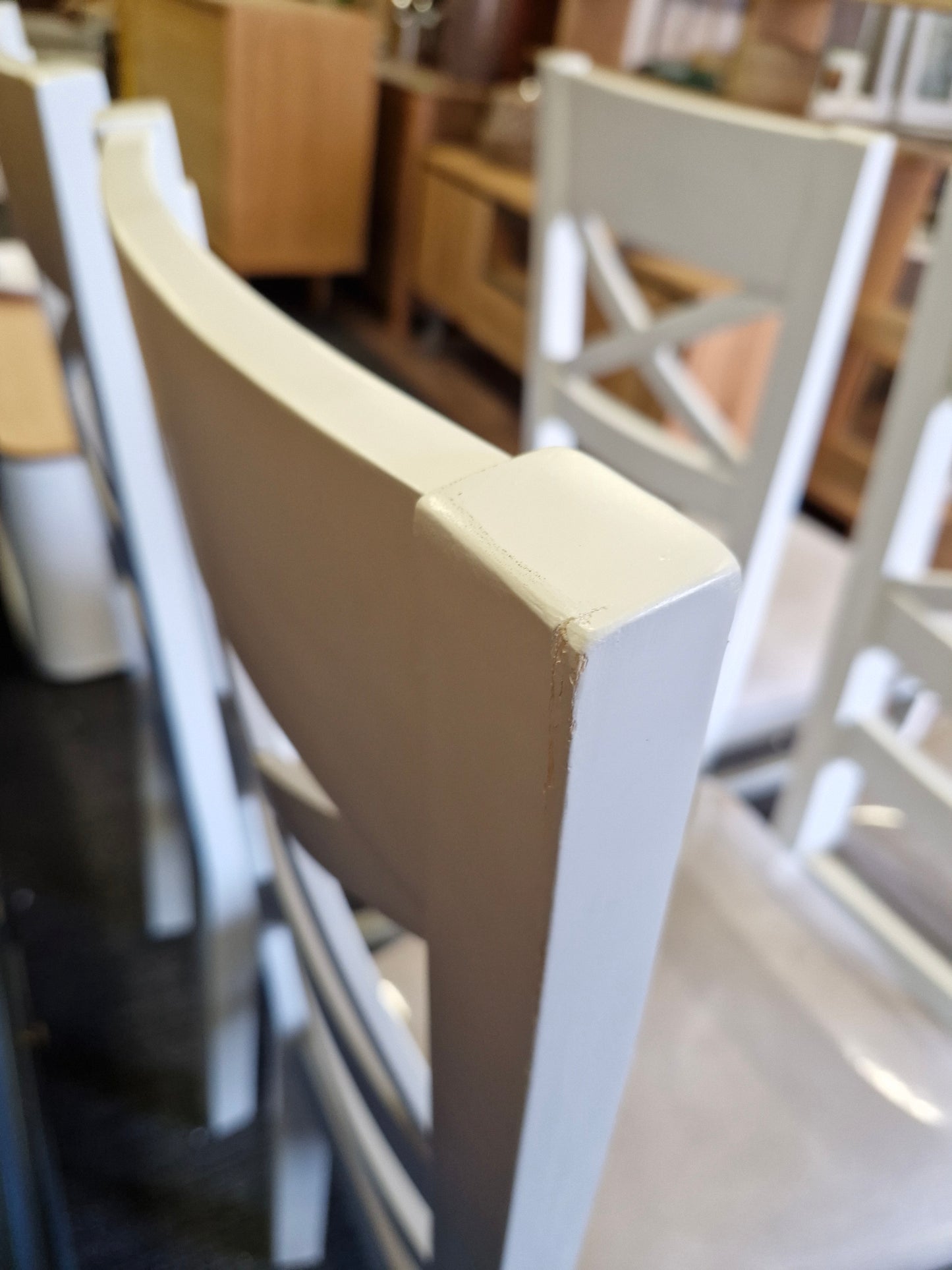 Set of 4 dining chairs  / Solid Wood Off-White and Beige Seat