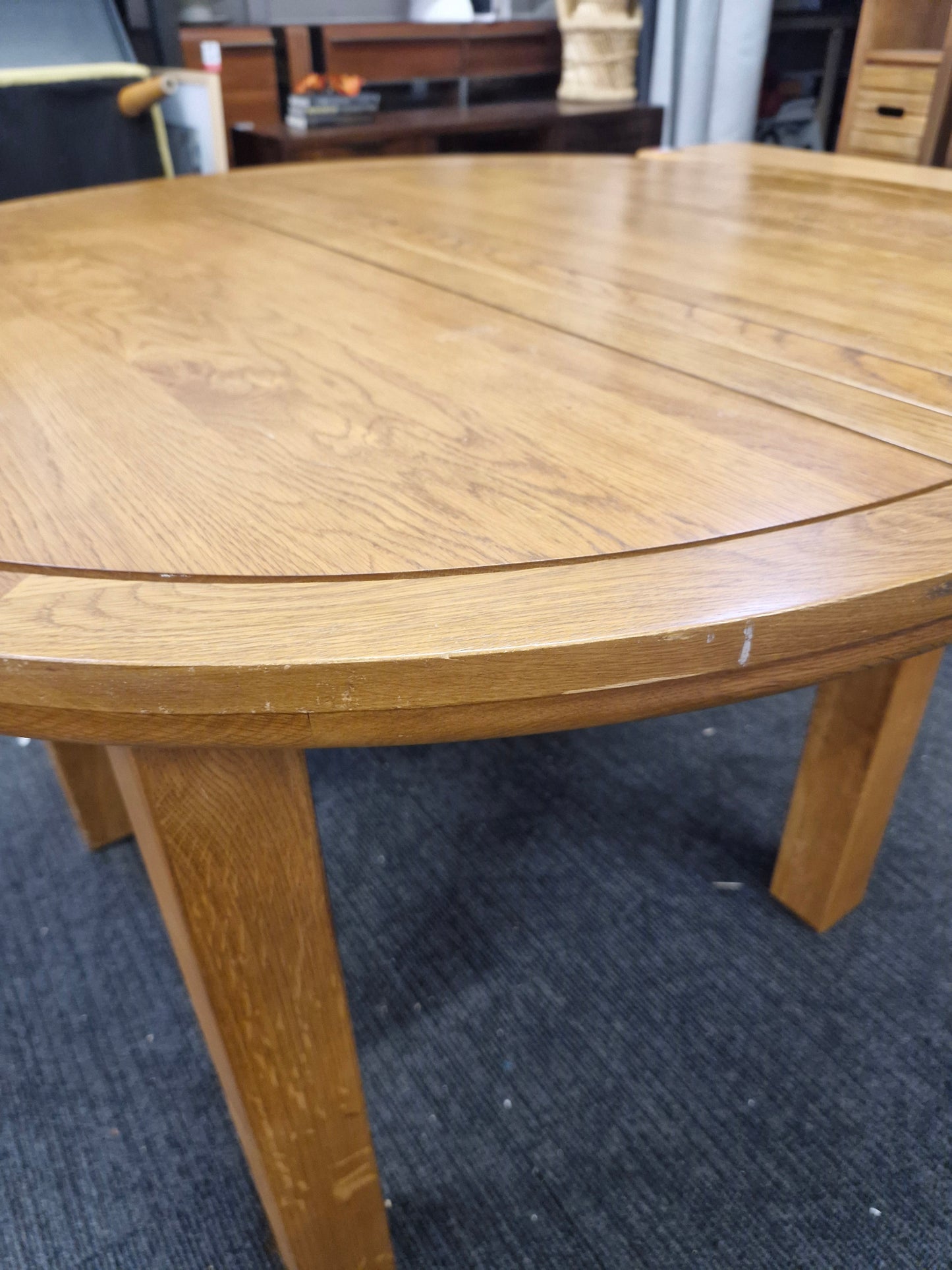 Extending Round Dining Table - Rustic Solid Oak  / Oak Furnitureland KNIGHTSBRIDGE