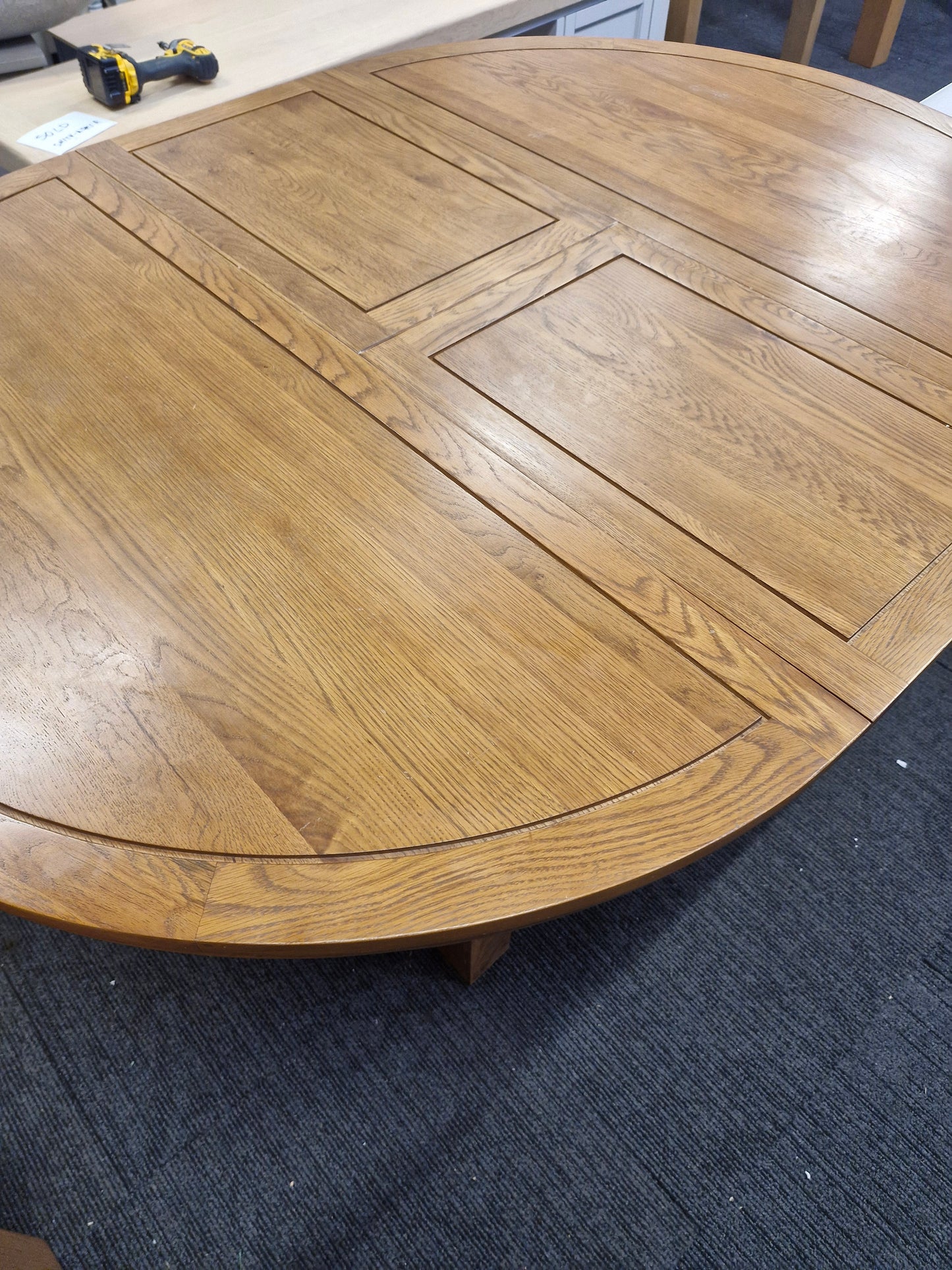 Extending Round Dining Table - Rustic Solid Oak  / Oak Furnitureland KNIGHTSBRIDGE