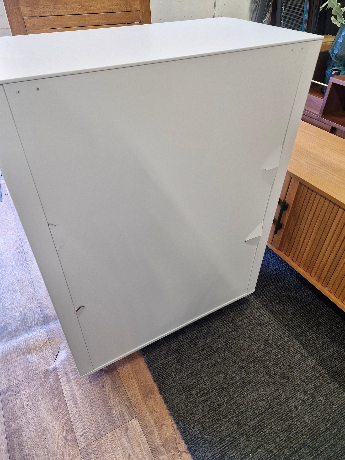 Matt Light Grey Tall Chest of Drawers