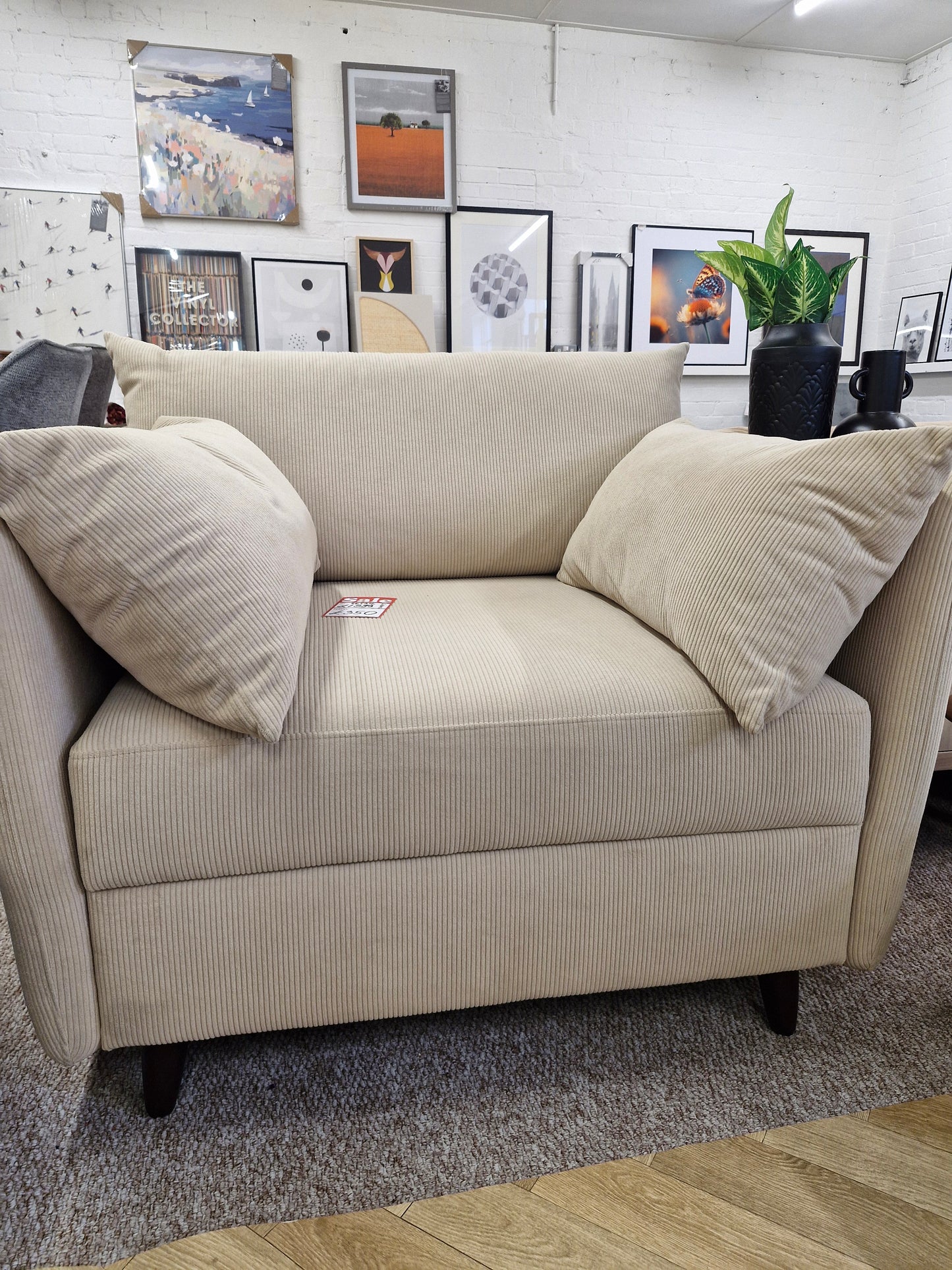 1 Seater Single Sofa Bed / Armchair Bed / Beige Sand Cord / Swyft Model 08