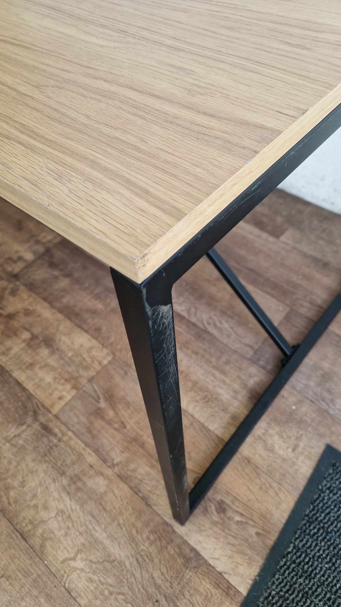 Large Dining Table Oak Effect and Black Metal Industrial Style