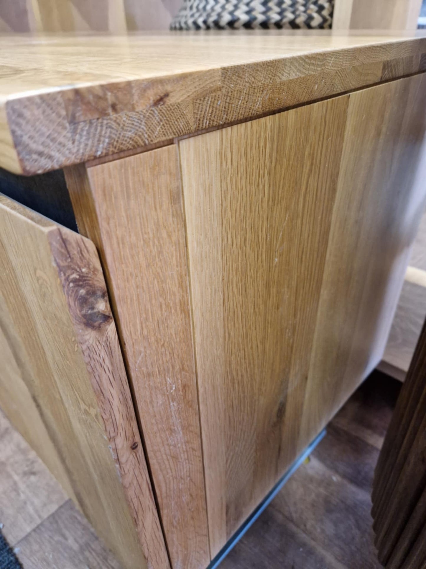 Solid wood and metal TV stand