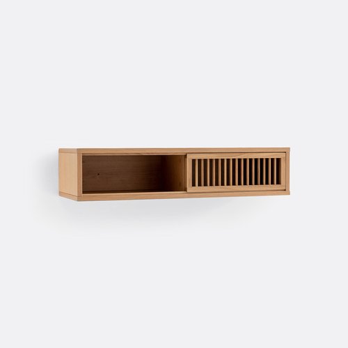 Oak Sliding Door Wall fix Shelf with storage