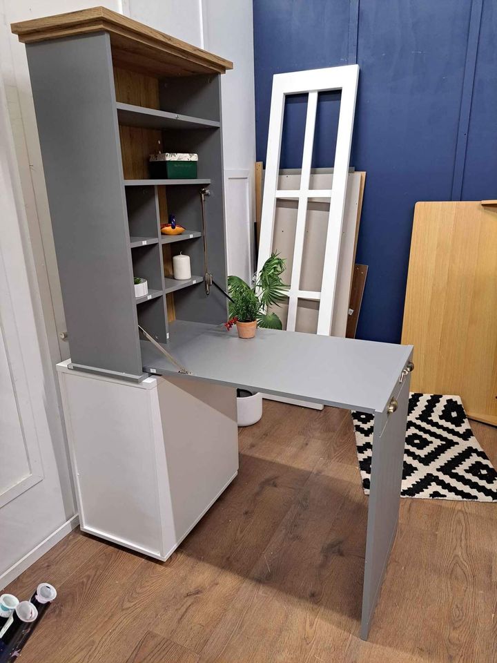 Wall Fixed Cupboard with Drop Leaf Desk/  Dining Table