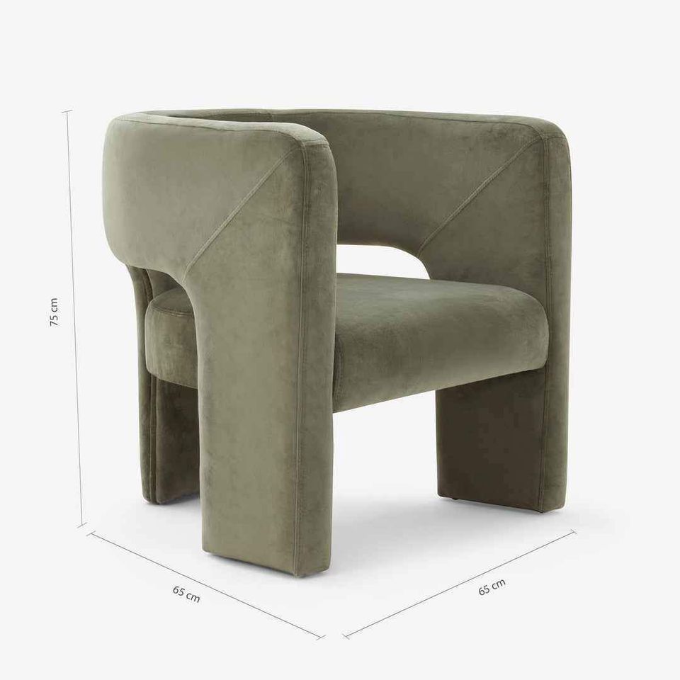Armchair  /  Accent Chair Green Olive velvet  ¦  Sazy Zyla