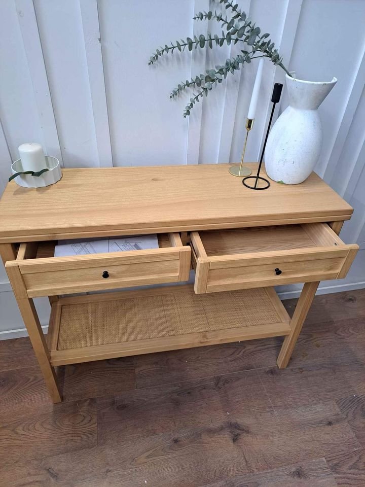 Wood and Rattan High Cabinet and Console Table