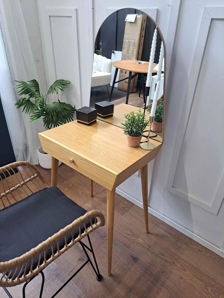 Oak Vintage Style Dressing Table with Mirror | La Redoute Clairoy