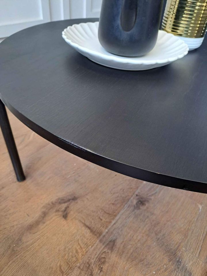Black Round Coffee Table Wood and Metal