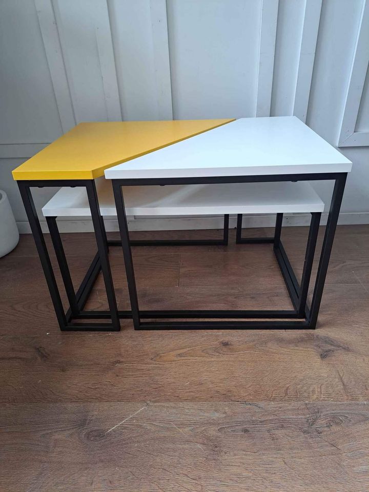 Coffee Tables  / Nest of Tables  ¦  White Yellow and Black metal