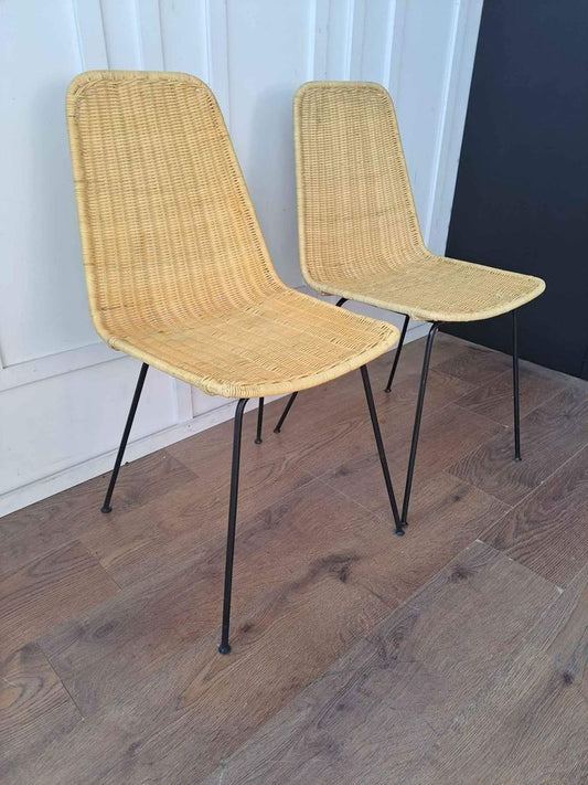 Dining Chairs set of 2  ¦  Natural Woven Rattan and Black Steel  ¦  La Redoute Roson