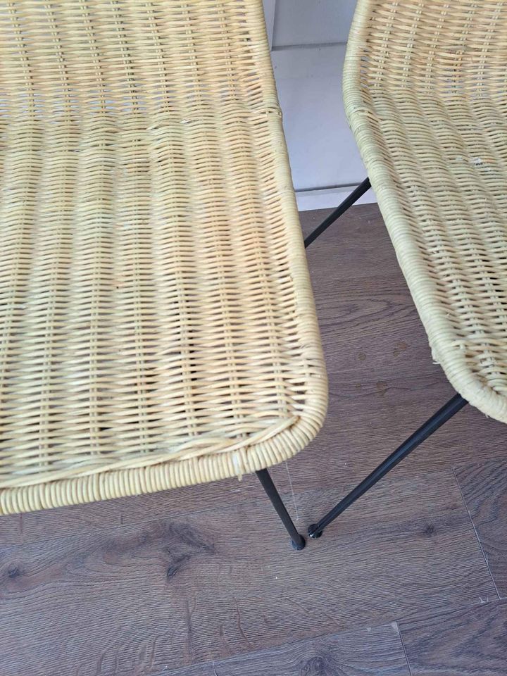 Dining Chairs set of 2  ¦  Natural Woven Rattan and Black Steel  ¦  La Redoute Roson