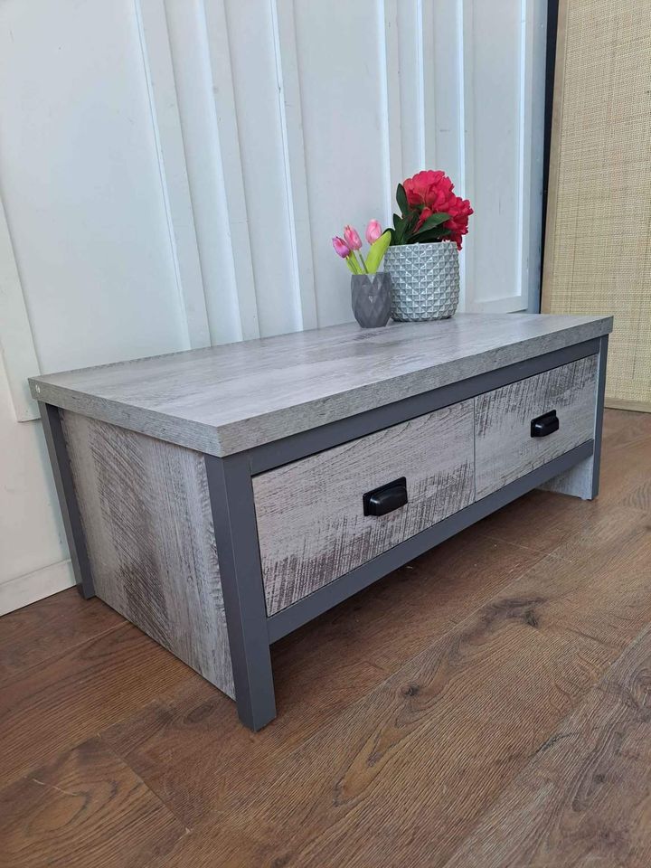 Grey Coffee Table with 2 Storage Drawers