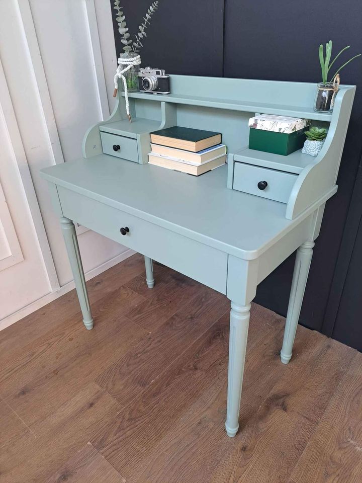 Green Desk with Storage Drawers and Shelves