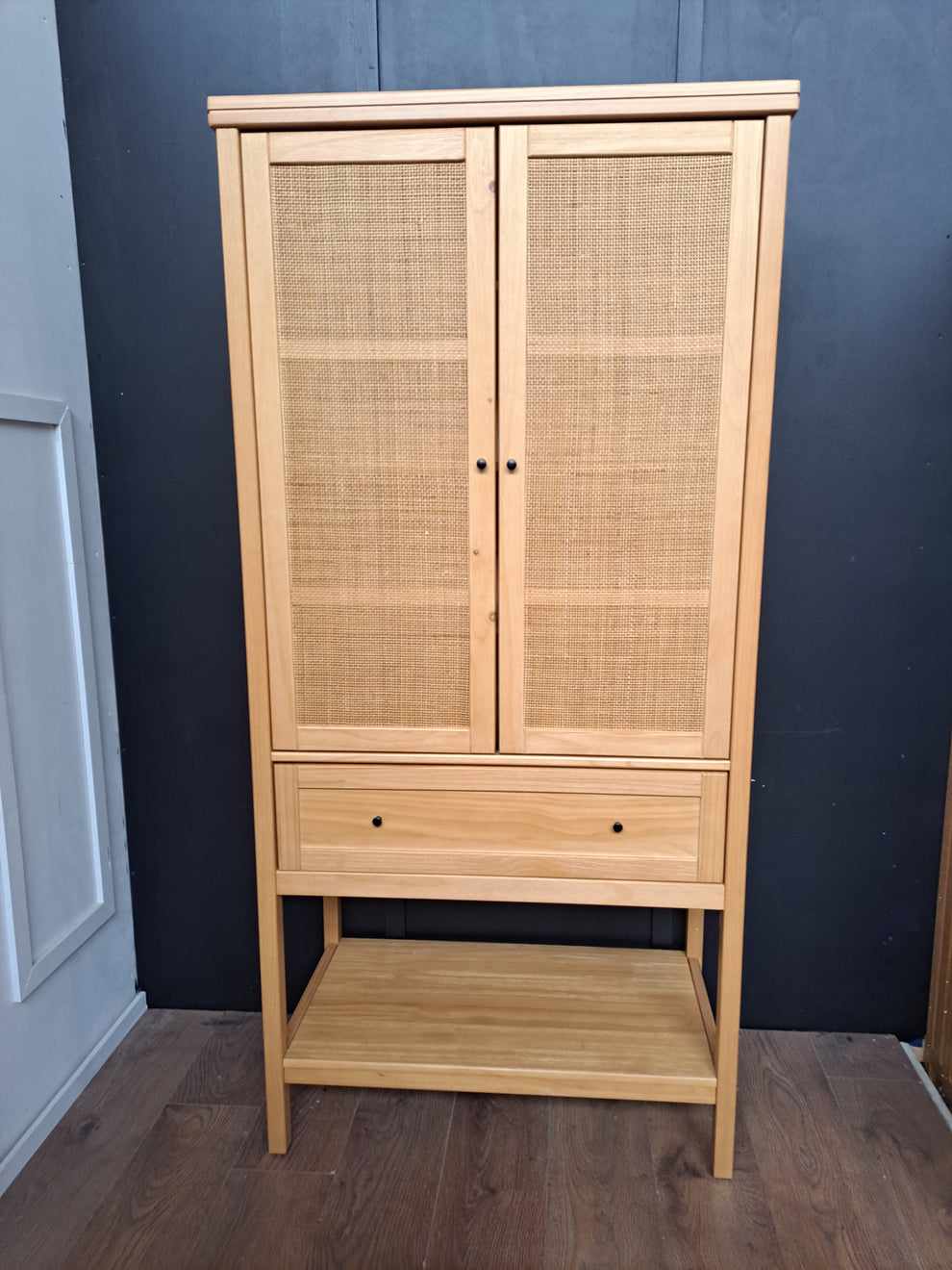 Wood and Rattan High Cabinet and Console Table