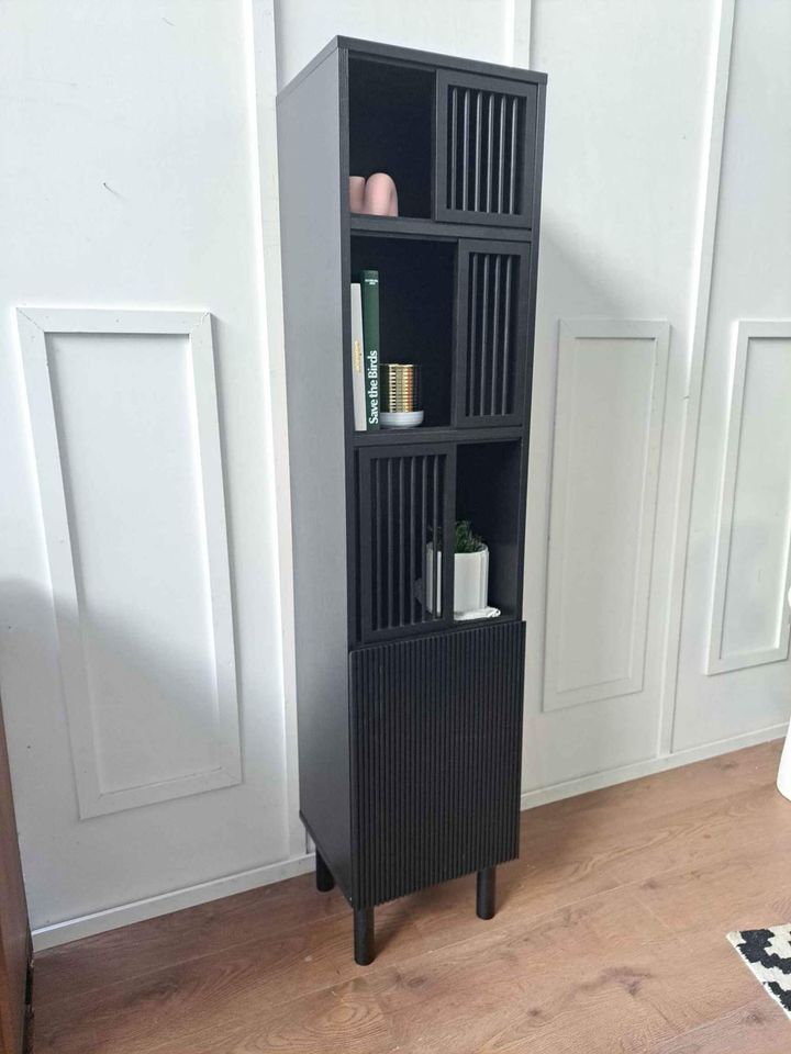 Black shelving deals unit with doors