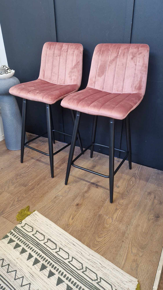 Breakfast Chairs Bar Stools Pink Velvet