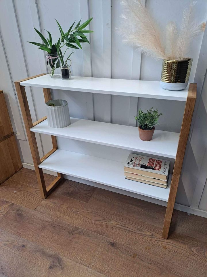 White and Oak console table  / Shelving Unit