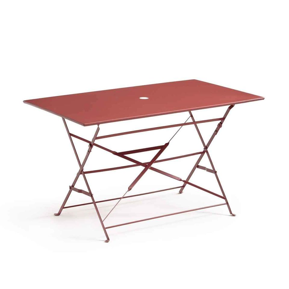 Outdoor folding metal garden dining table red