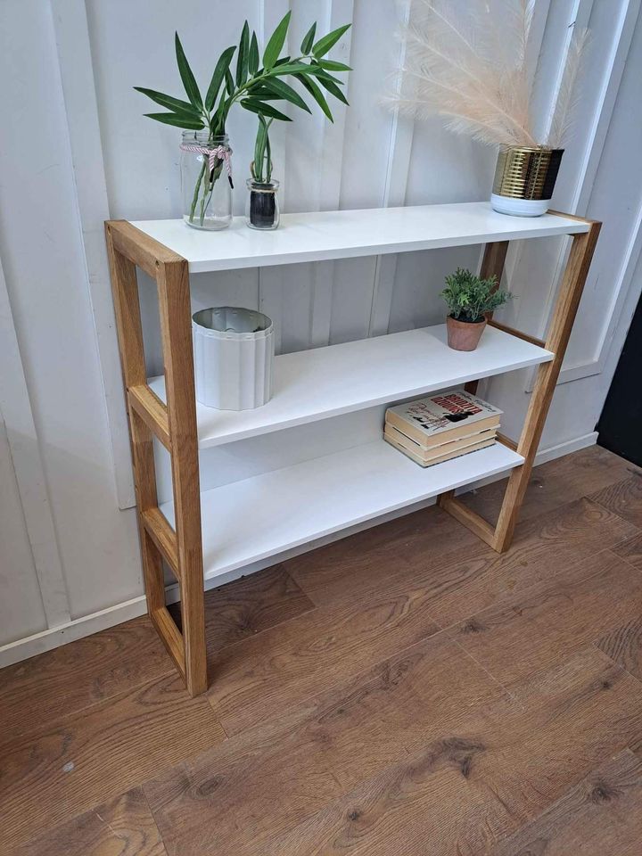 White and Oak console table  / Shelving Unit