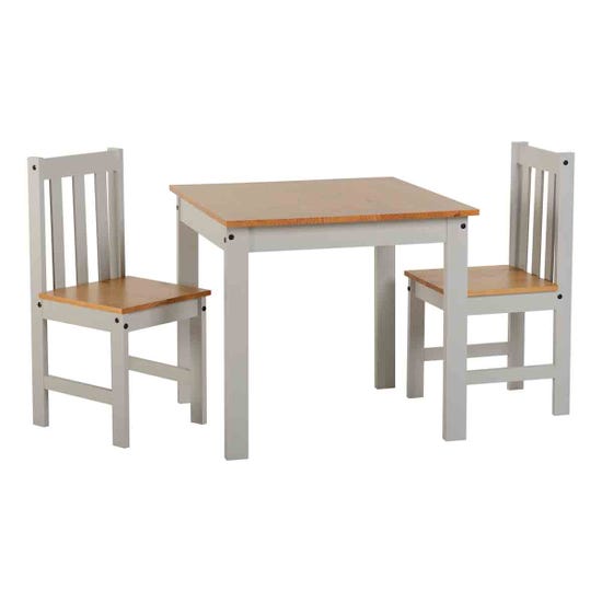 Grey and Wood Small Dining Set / Table and 2 chairs