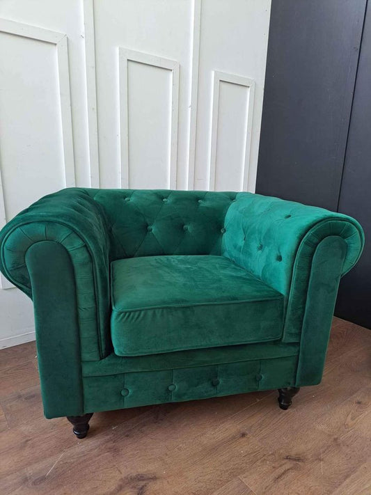 Green Velvet Chesterfield Armchair