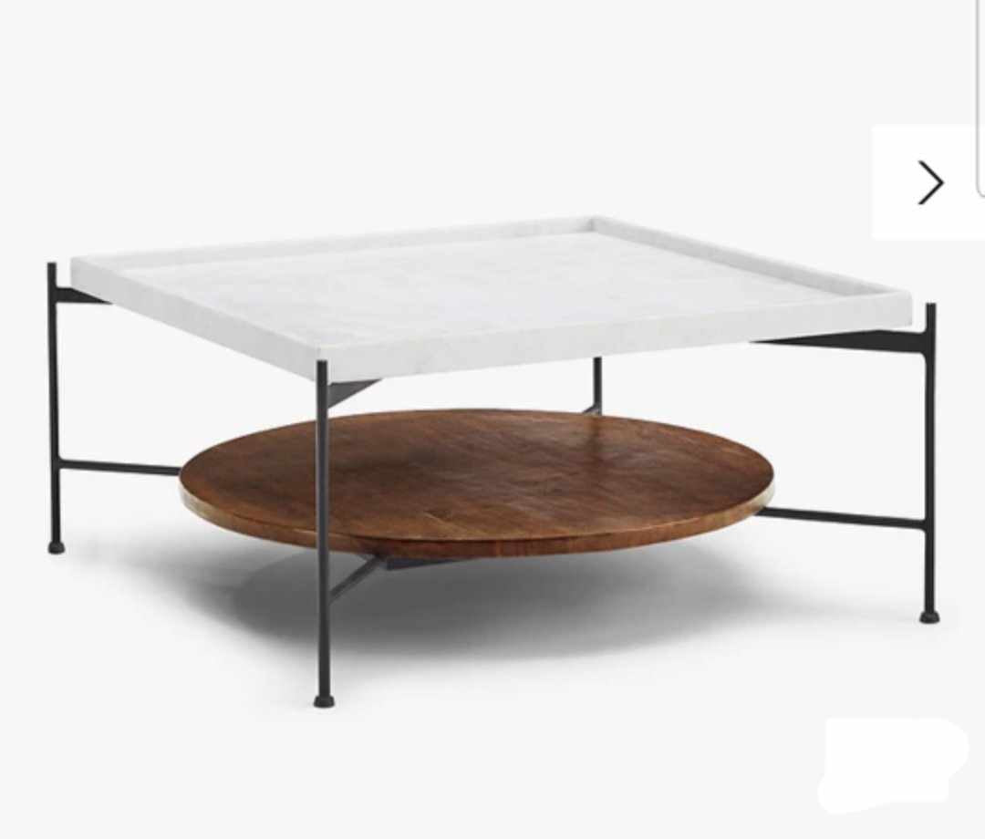 Marble Tray and Walnut Coffee Table with storage / John Lewis + Swoon