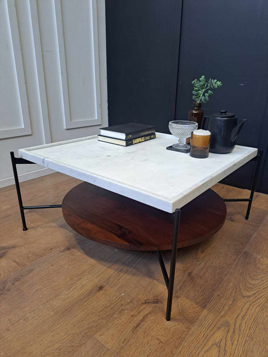 Marble Tray and Walnut Coffee Table with storage / John Lewis + Swoon Rubin